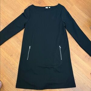 GAP Black Long Sleeve Dress with Zipper Accents